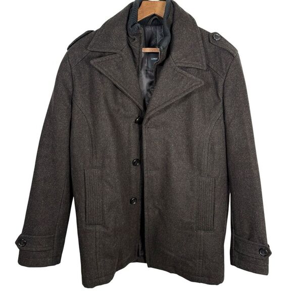 London Fog Men's Dark Gray Button Coat  Wool Blend - Lined - Size Small - Picture 1 of 7
